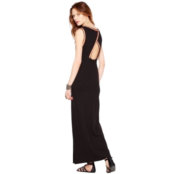 Free People Black Cutout Sleeveless Maxi Dress Bohemian Size Medium - Picture 2 of 9